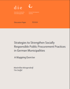 Publikation: Discussion Paper 8/2020 - Strategies to strengthen socially responsible public procurement practices in German municipalities: a mapping exercise