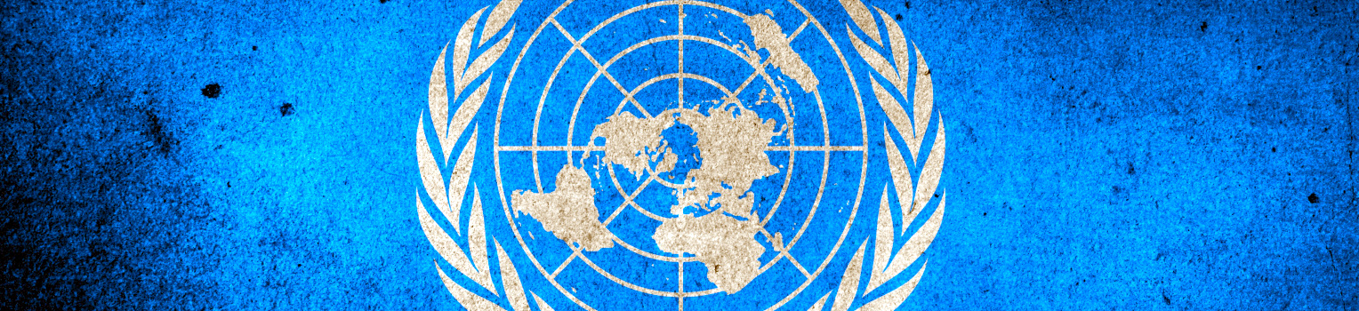 Photo: Logo of the UN on blue ground